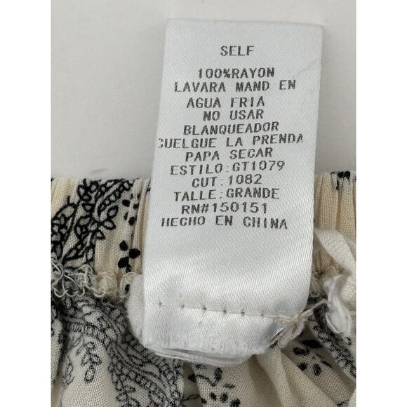 Ruffle Hem Skirt Large Black White Floral Paisley Boho Cottagecore Festival - Picture 6 of 13